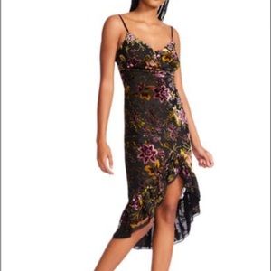 Betsey Johnson Floral Black Velvet Burnout High Low Dress NWT Holiday Party